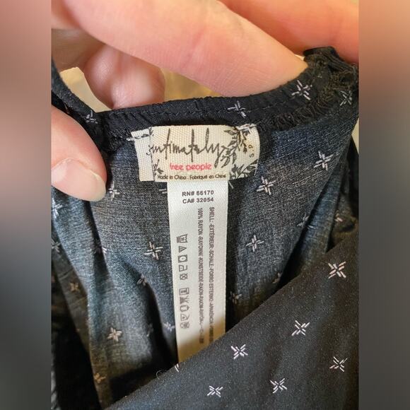 Free People Intimately Women's One Of These Days Romper Small Ruffle Black Print - Picture 9 of 14